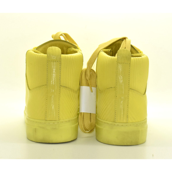F5 Auth BALENCIAGA Arena Yellow Leather Hi Top Trainer Shoes 412381 Size 40 US 7